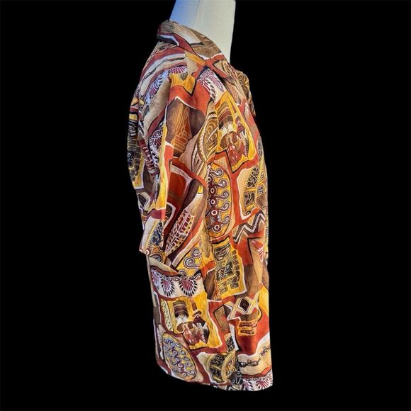 Vintage 60's Royal Hawaiian Shirt Tribal Button Up Barkcloth Mens Size Small - Picture 5 of 13